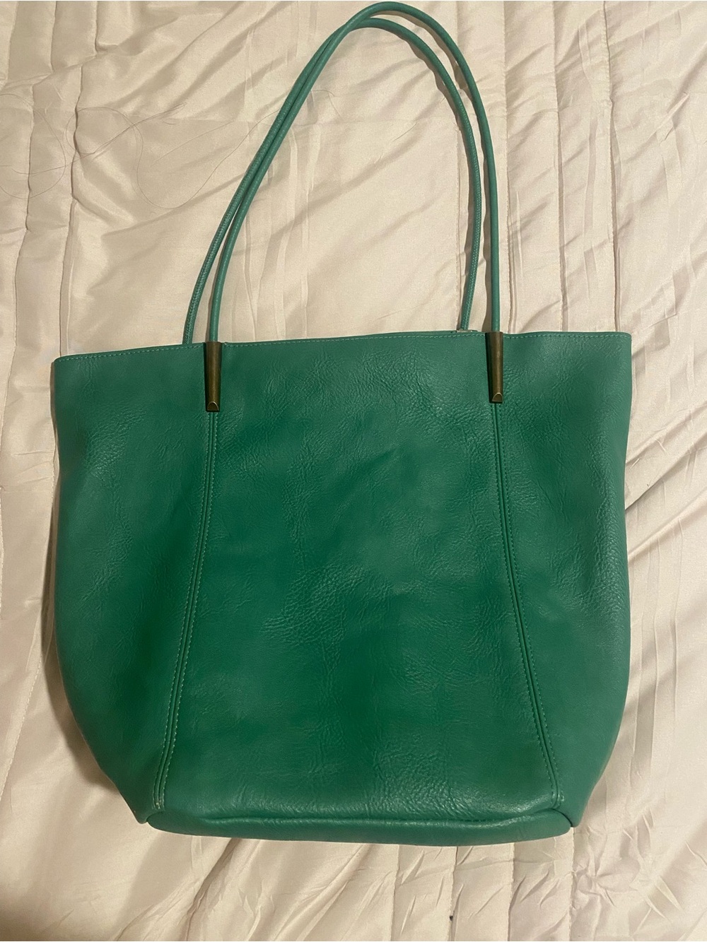 Anthropologie Green Leather Tote Bag